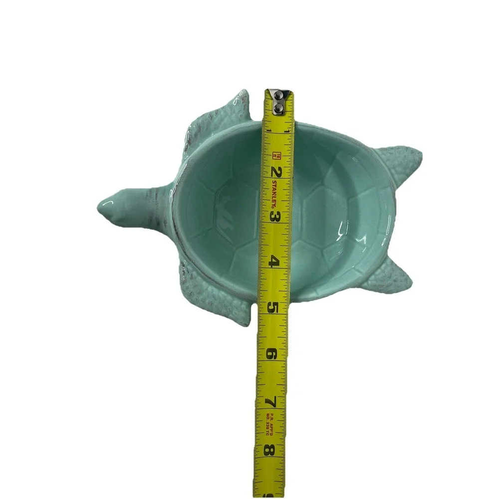 Turquiose Ceramic‎ Turtle Soap Dish 7 x 6 x 2 inch Beach Decor, New W Sm Defect